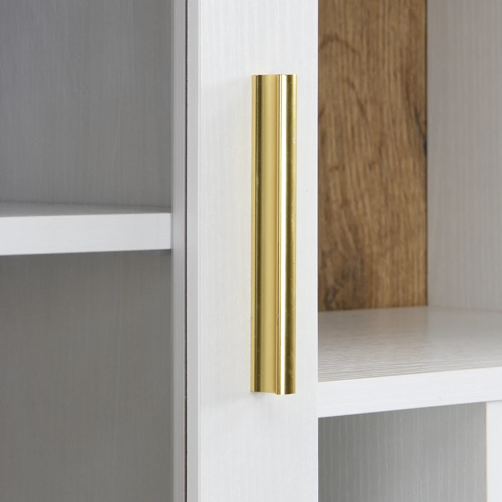  PINGGO Weißes Holz-Sideboard 94,5x30x175,5cm Aufbewahrungsschrank für Wohnzimmer Esszimmer – Detail 20