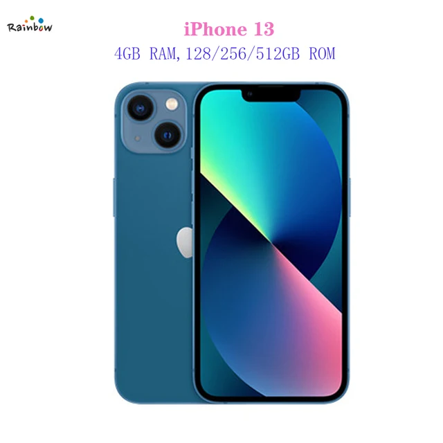 Original Apple iPhone 13 128GB/ 512GB 5G LTE Mobile Phone NFC Face ID IOS A15 Bionic Hexa Core 6.1'' 12MP&12MP 3240mAh