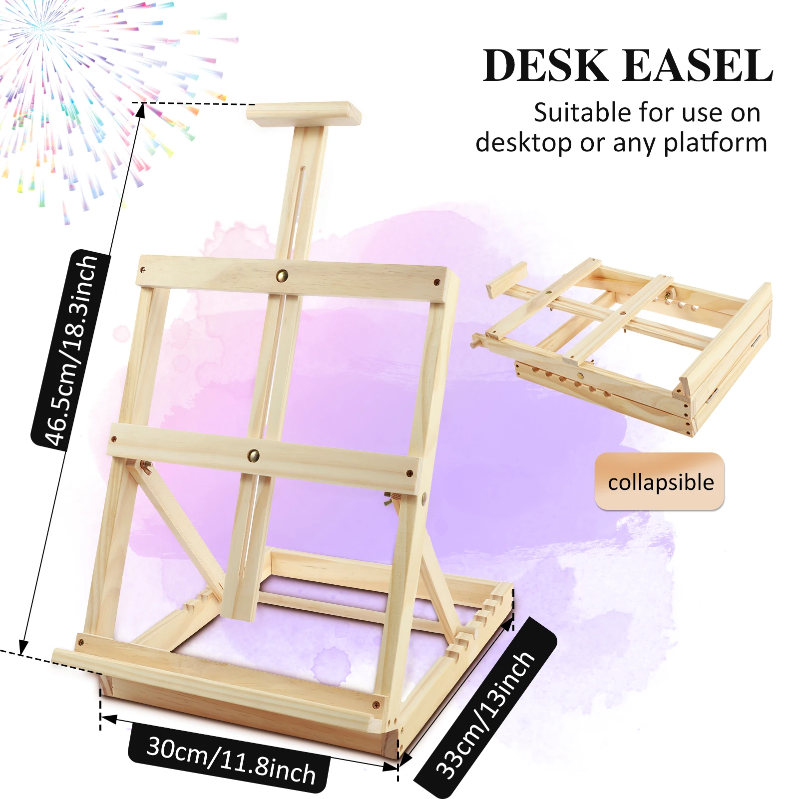 Tabletop Easel 18 Inches H-Frame Wood Easel Adjustable Easel Stand for Painting Multipurpose Desktop Easel for Students
