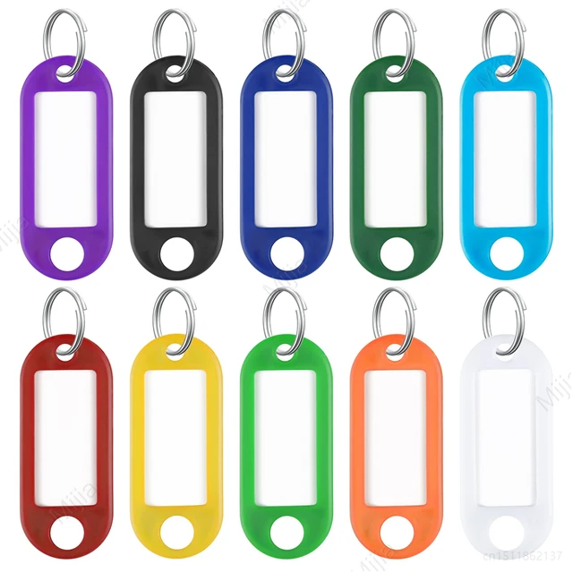 Porte-clés en plastique coloré avec étiquette, porte-clés, étiquettes  d'identification de langue, porte-clés