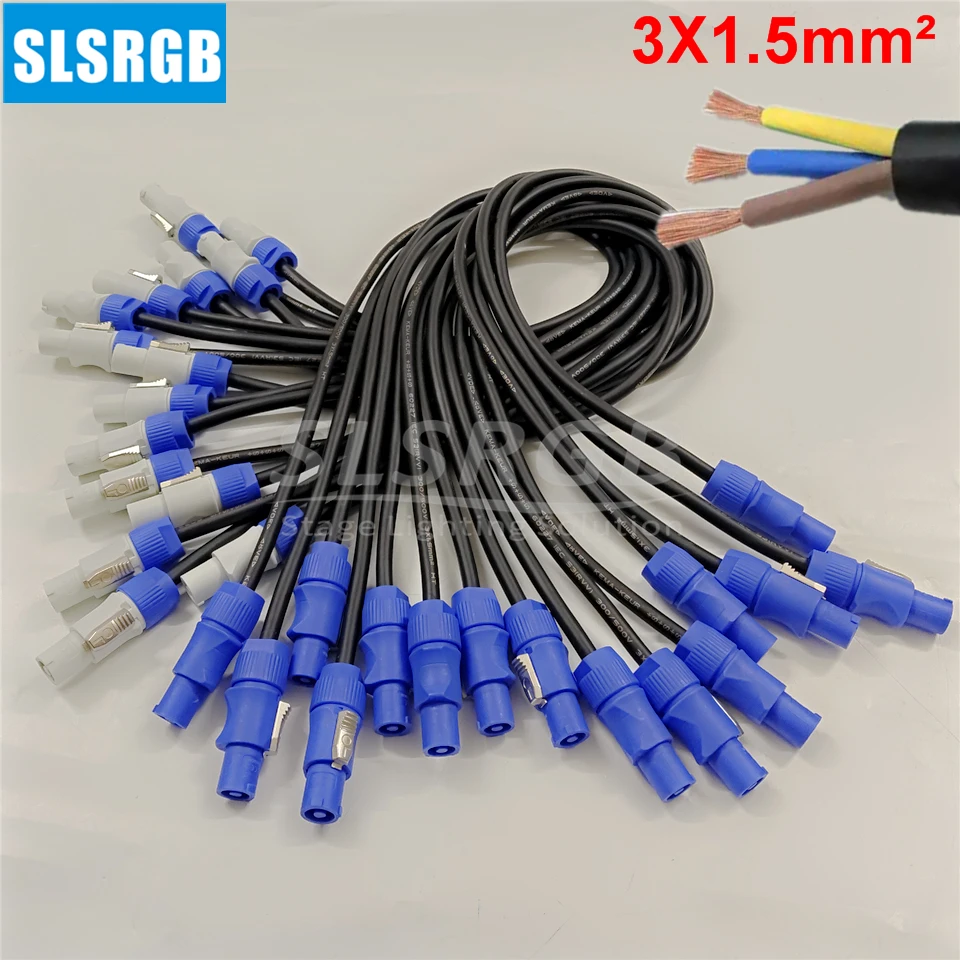 dmx cable moving head light power cable 3X1.5mm&sup2; 1.5SQ copper core 20A Powercon Cable Beam Moving Head Light hand in hand Extension Blue/Grey PowerCon Connector Cable