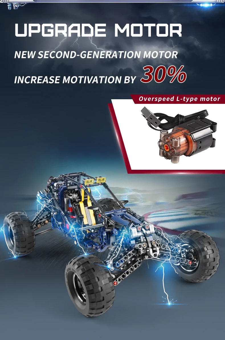 Mould King 18018 Technisches Auto-Spielzeug Das MOC-3028 APP&RC Motorisierte Blue Lightning Buggy Modell Bausteine Ziegelsteine Kindergeschenke – Detail 2