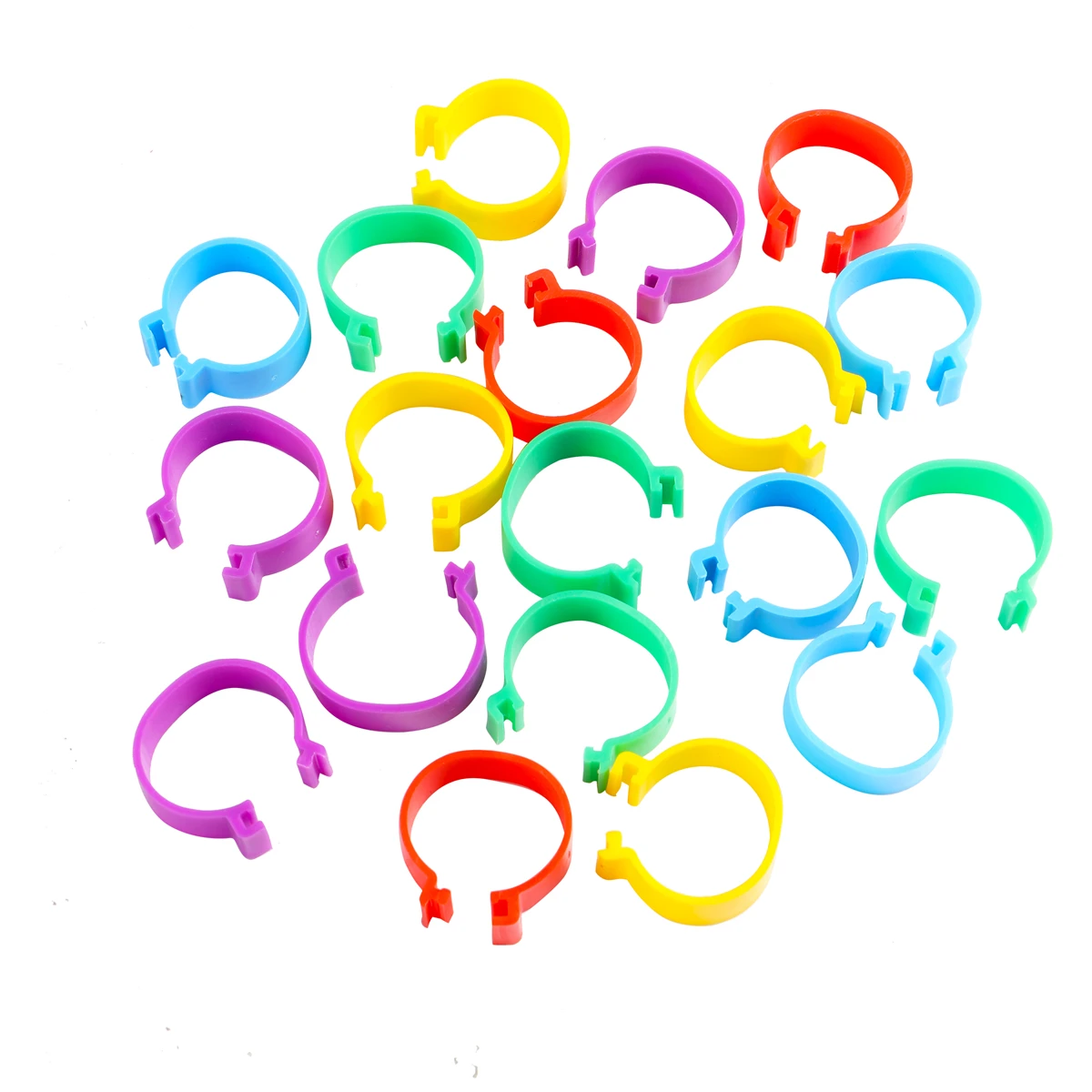 Inner Diameter 16mm Plastic Chicken Foot Ring With Open Snap Fastener For Chicken Duck Goose Multi-Color Poultry Leg Ring 50Pcs For bird foot rings,birds foot rings