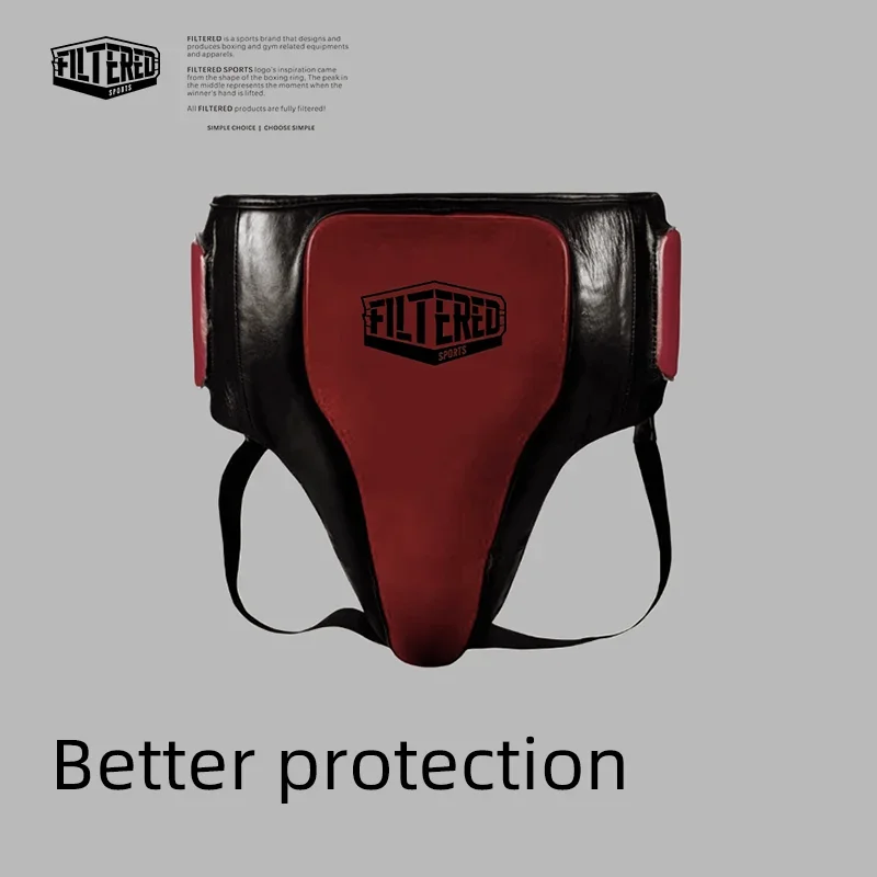 FILTERED SPORTS High-Density Elastic Sports Groin Guard for Men-Adjustable Straps Durable Faux Leather Boxing WomenGP01