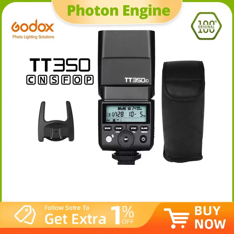 Godox TT350 Mini Speedlite TT350C TT350N TT350S TT350F TT350O TT350P kamera flaşı TTL HSS Canon Nikon Sony Fuji Olympus için