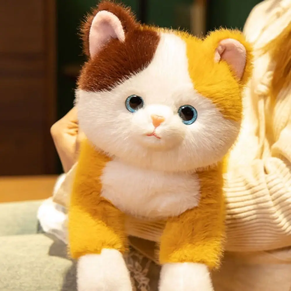 Lifelike Design Cuddly Kitten Toys Lying Prone Lovely Imitation Lying Cat Toys Cute Soft Texture Lifelike Cat Doll Office Use