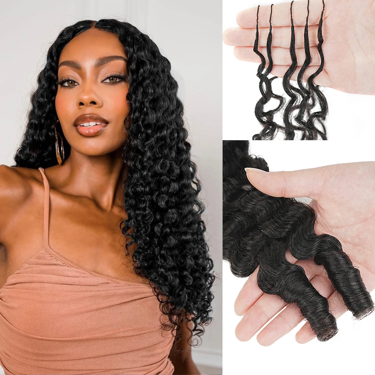 5 Pack Burmese Curly Crochet Hair Knotless Feather Pre-Separated Crochet Braids Light Weight Reusable Brazilian Hair Extension 1