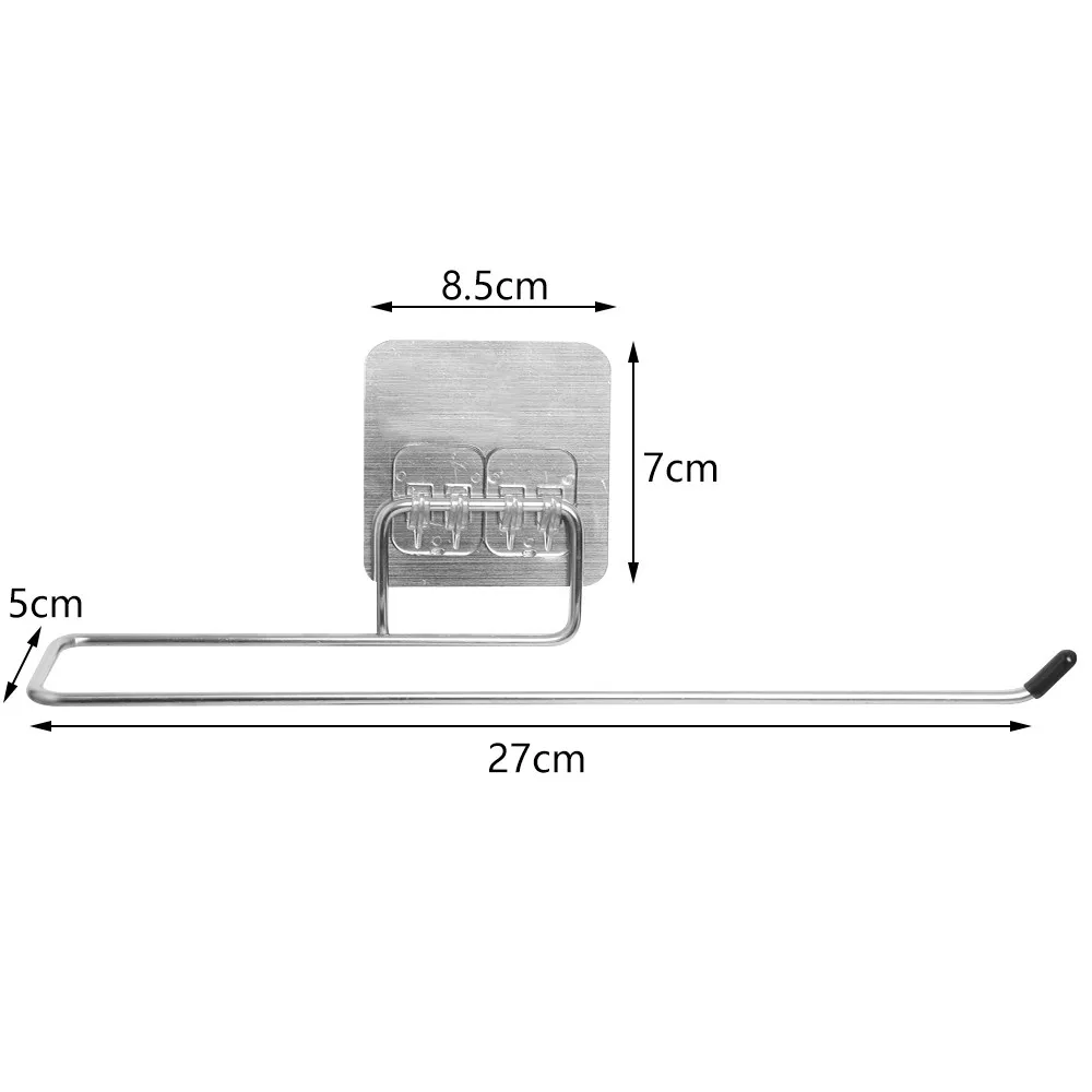 Self-adhesive Towel Holder Rack Kitchen Under Cabinet Towel Cup Paper Hanger Rack Organizer Bar Shelf Roll Holder Bathroom