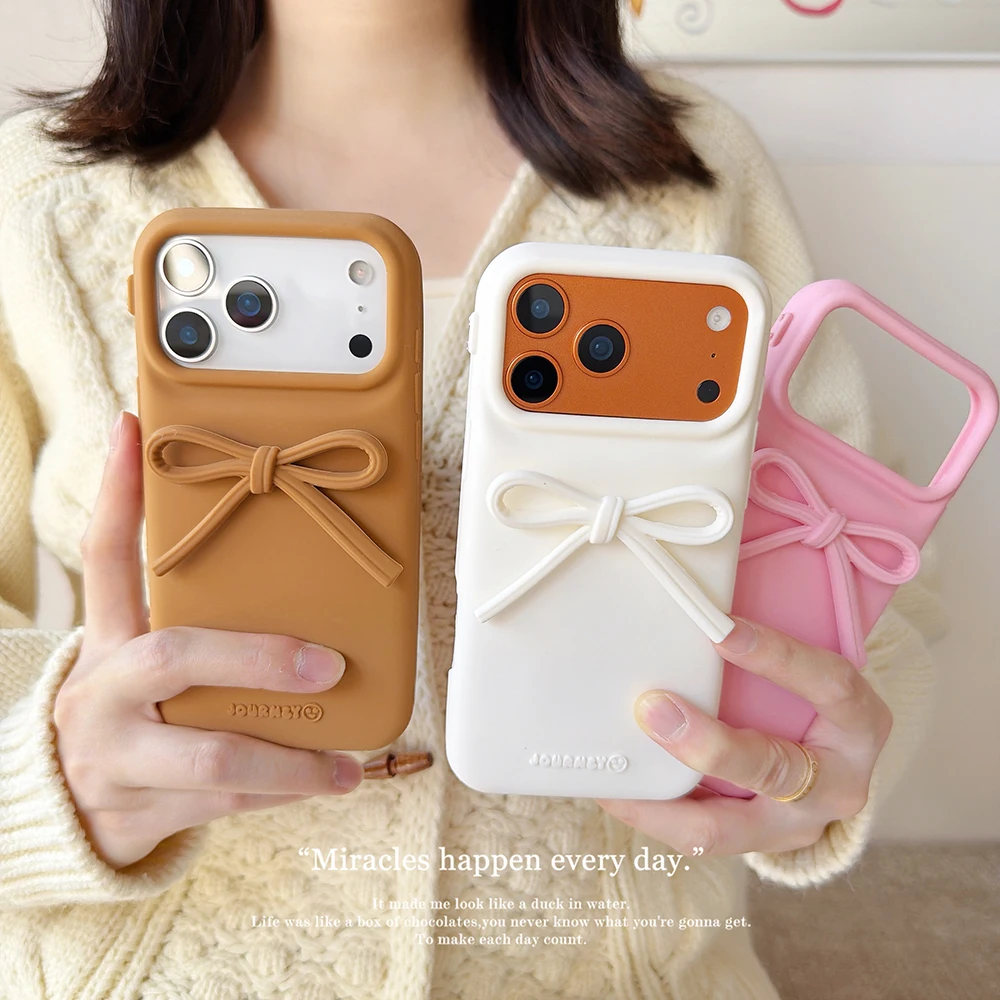 Cute 3D Bowknot Soft Silicone Phone Case - Lovely Shockproof Back Cover