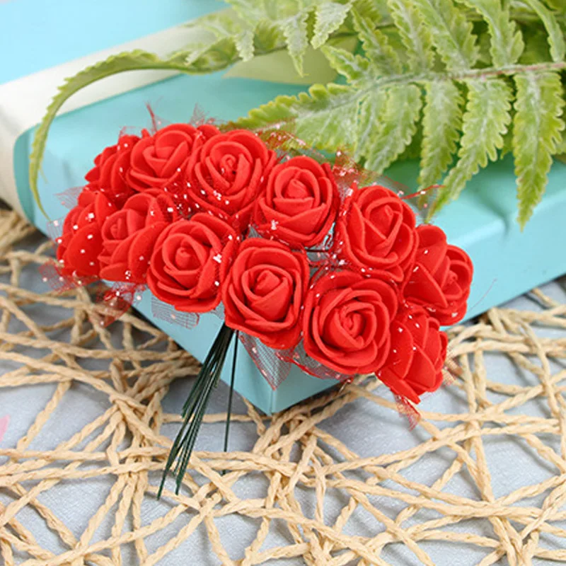 WeddHuis Fiori Rosa in Schiuma Artificiale Rose Finte Vintage DIY Mazzi Fiore Occhiello con