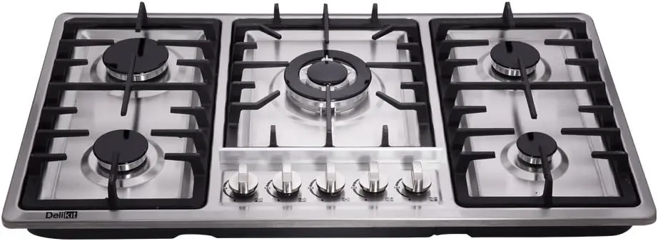34 inch Gas Cooktop Dual Fuel Sealed 5 Burners Stainless Steel Gas Cooktop Drop-In Hob DK258-A01 Cooker