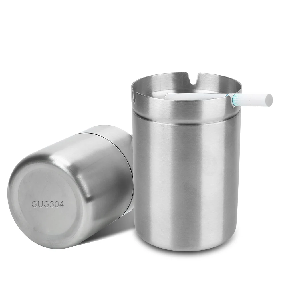 Creative Windproof Car Ashtray With Lid Detachable Smoke Tobacco Ash Holder Container Stainless Steel Ashtray