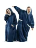 Extra-Large Wearable Blanket, Outdoor Thermal Sweatshirt Blanket, Thick and Warm Flannel Hooded Blanket with Pockets and Sleeves, Casual Home Lazy Tv Blanket for Couples, Women's Universal Size 120cm, Men's Universal Size 150cm