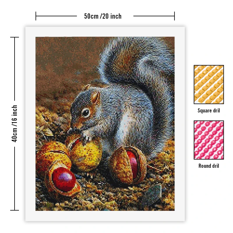 RUOPOTY Animal 5D Diy Diamond Painting Hedgehog Squirrel Cross Ctitch Kits Wall Sticker Diamond art Mosaic Embroidery Painting G