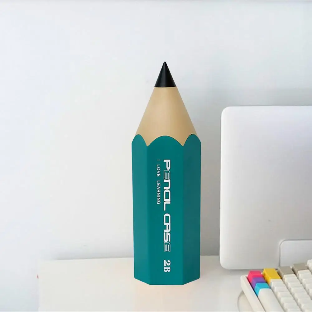 Cute Pencil Holder Capacity Pencil Shape Pen Holder with Dustproof Lid Ideal Organizer for Students Classrooms Desktops Desktop