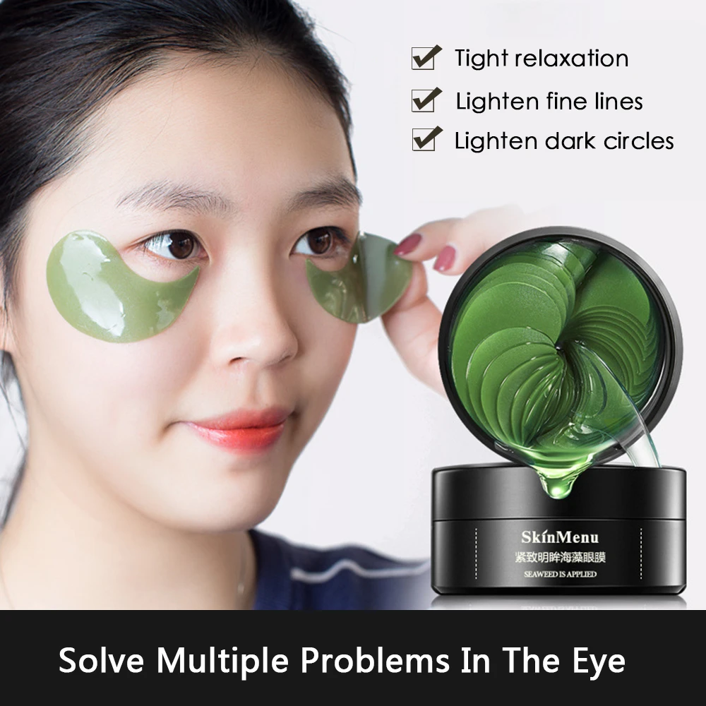 relajado Desbordamiento Abolido 60PCS/BOX Green Seaweed Anti Wrinkle Eye Patch Collagen Eye Mask Remove  Dark Circles Niacinamide Patch Eye Care TSLM1| | - AliExpress