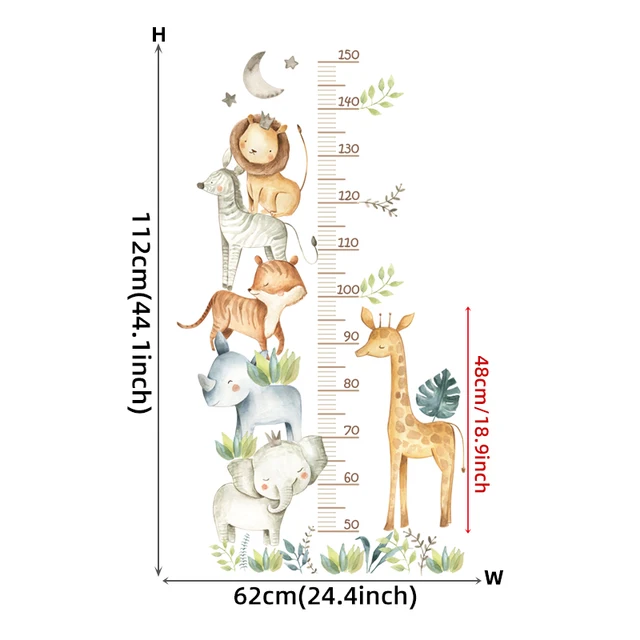 Cartoon Animal Height Ruler Stickers 4