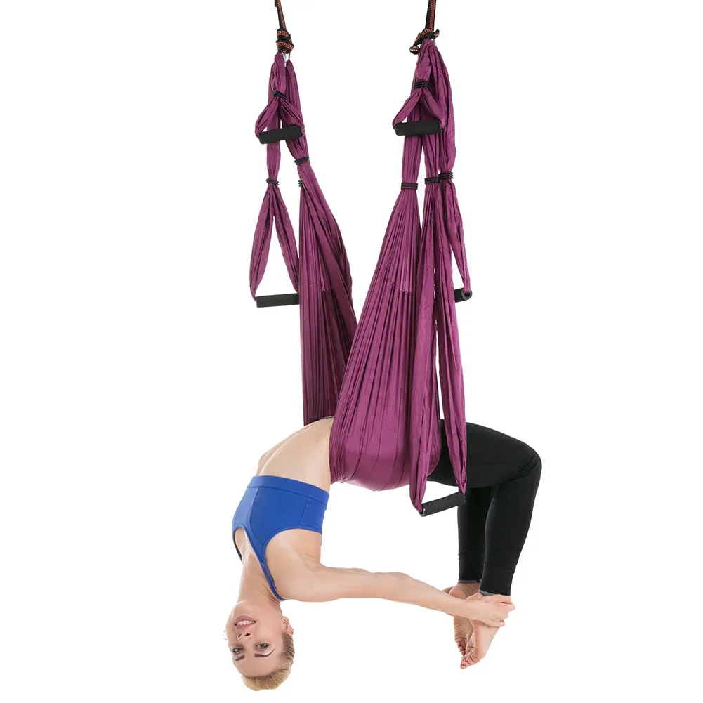 6 Handles Aerial Yoga Hammock Flying Swing Anti-gravity Yoga Pilates Inversion Exercises Device Home GYM Hanging Belt Home Gym