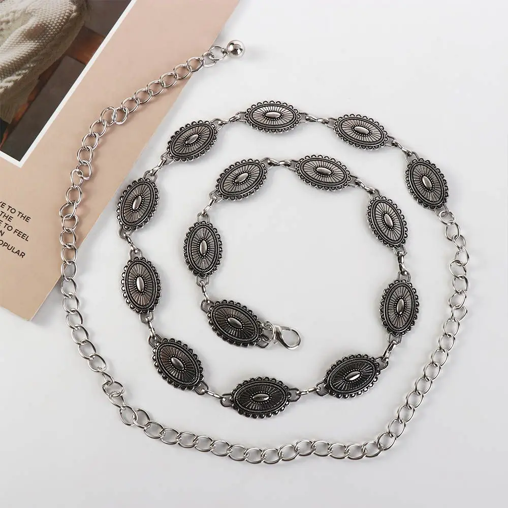 

Bohemia Style Elegant Metal Belt Tassel Body Chain Oval Shape Waist Chain Belt Women Fashion Decor Jewelry