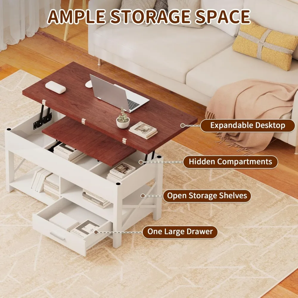 Lift Top Coffee Table,4 in 1Coffee Tables with Storage Cabinet for Living Room,Coffee Table with Lifting Top with Lift Tabletop 3