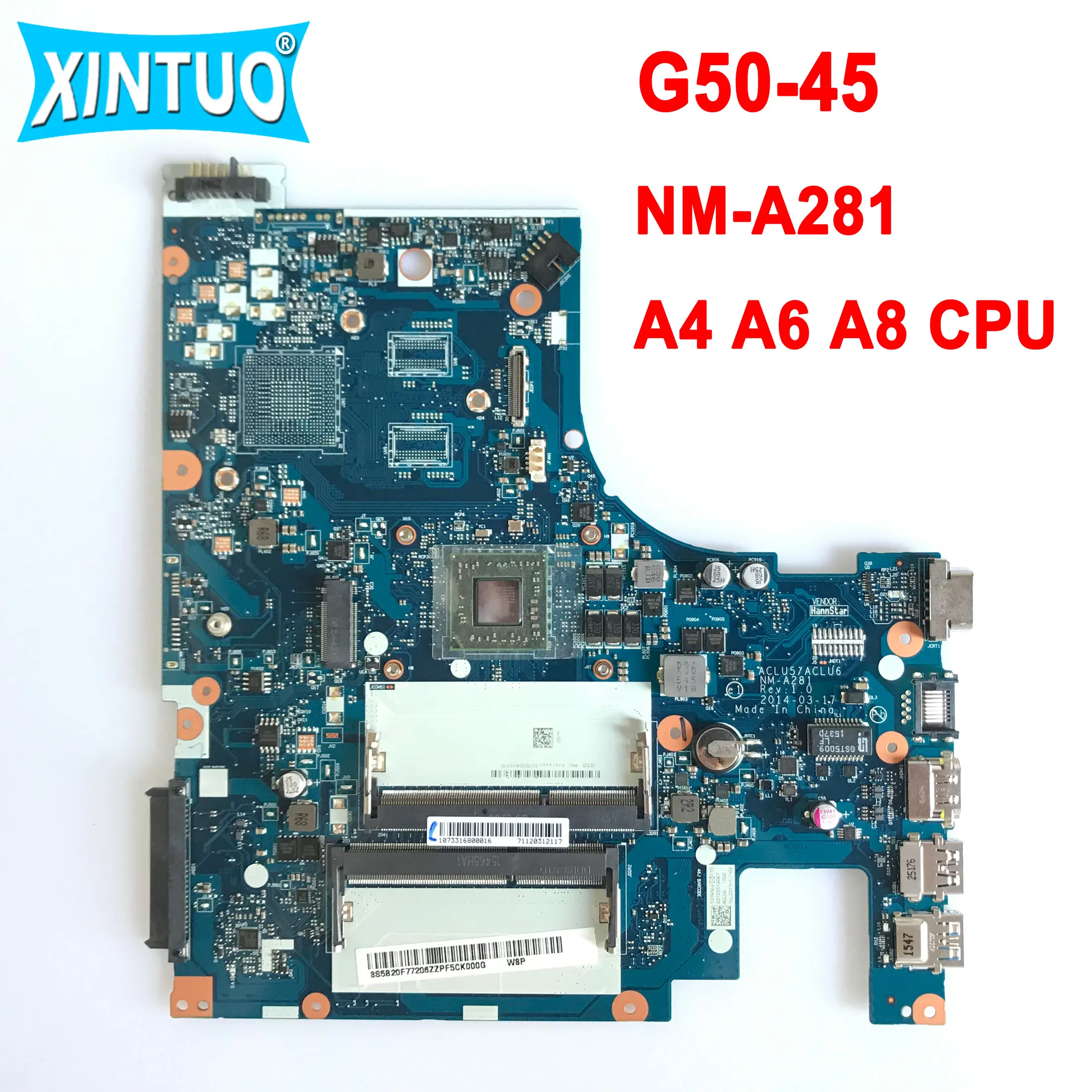 

ACLU5/ACLU6 NM-A281 REV: 1,0 материнская плата для Lenovo G50-45 материнская плата для ноутбука с A4 A6 A8 CPU DDR3 100% протестирована