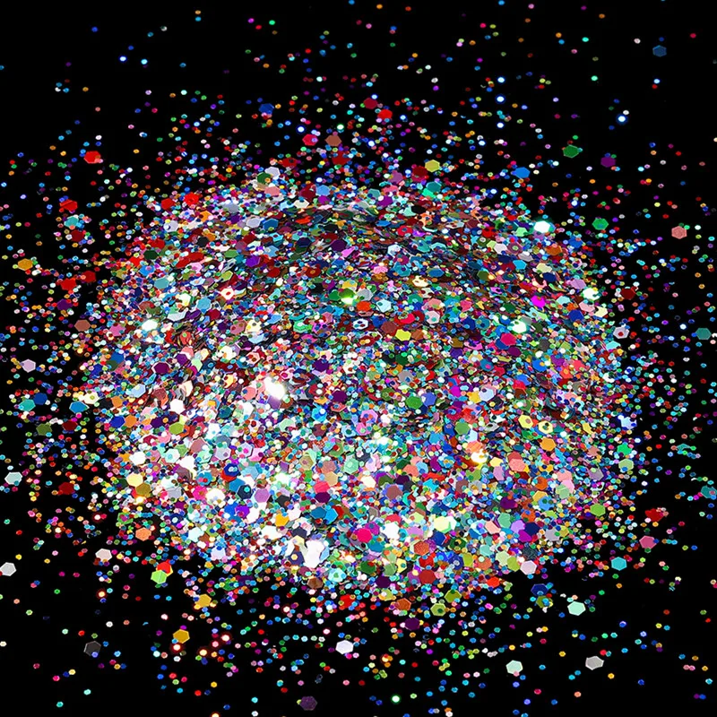 Holographic Chunky Glitter Flakes for DIY Nail Art & Epoxy Creations