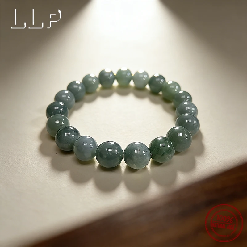 Natürliche Jade-Perlen der Güteklasse A in Blauwasserfarbe, elastisches Seil, Handtasche für Damen, glückbringender und modischer Schmuck – Detail 4