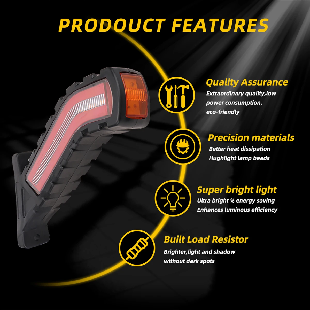 Side Marker Lights Warning Rear Tail Light car External Lights Trailer Truck Lorry indicator lamp Trailer Van Pickup 2pcs 12-24V