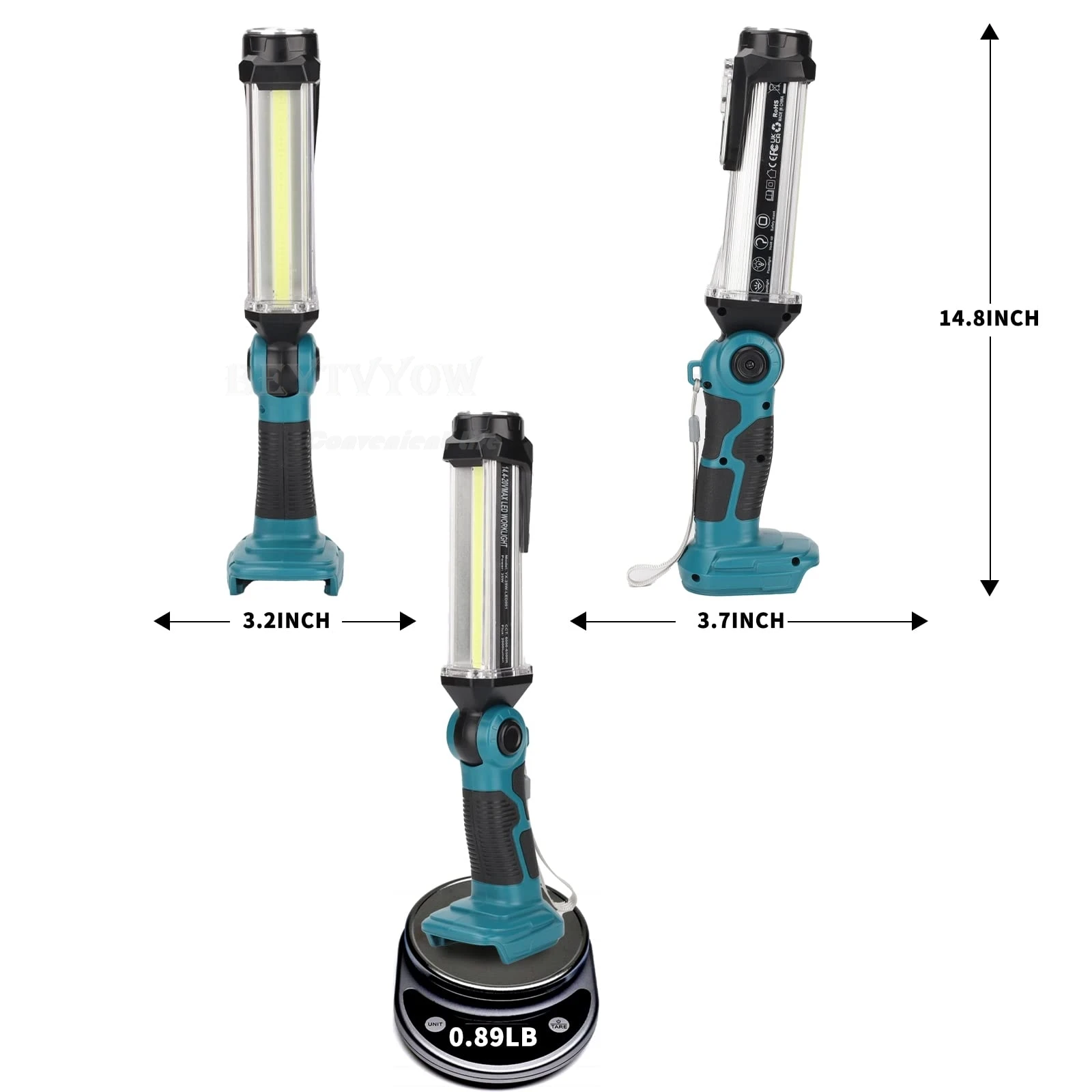 25 W 2000 lm kabelloses Taschenlampen-Flutlicht für Makita 18 V LXT Lithium-Akku, LED-Arbeitslicht mit USB-Anschlüssen für Camping-Notfälle – Detail 20