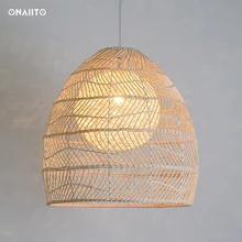 

Rattan Pendant Light Hanging Ceiling Lamps Japanese Dining Table Light LED Braided decorative lights Decoration Living Room Lamp