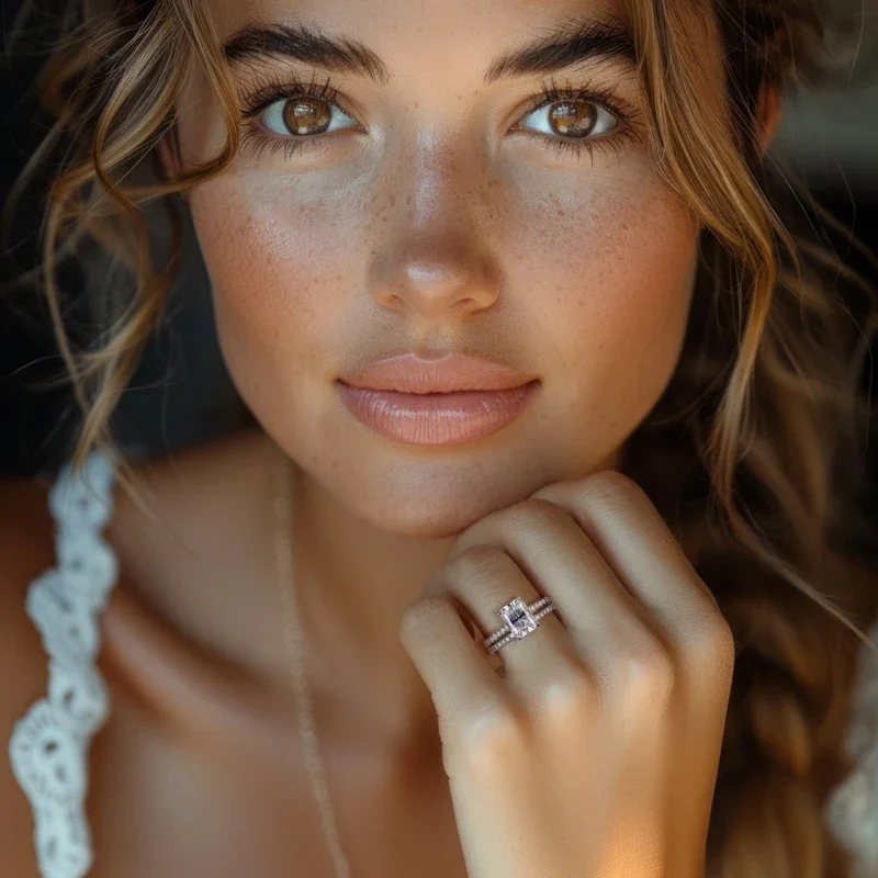 3.0ct All Moissanite S925 Silver Wedding Ring Sets for Women Main Stone Radiant Cut D Color GRA Certificate