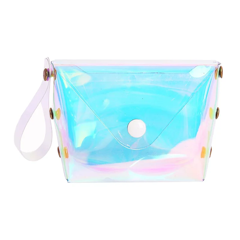 1PC Short Wallet Laser Holographic Coin Purse Women Clear Holder Purse Keys Pouch Earphone Storage Bag