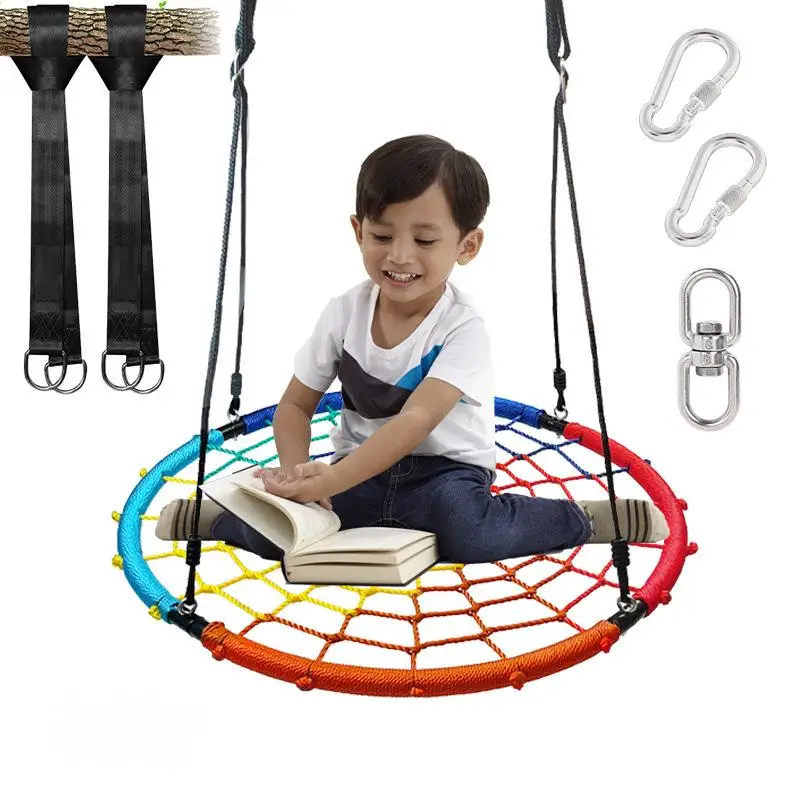 

80Cm Bird Nest Shape Net Rope Swing Outdoor Color Children Amusement Round Indoor Climb Play Sports Swing Children Gifts