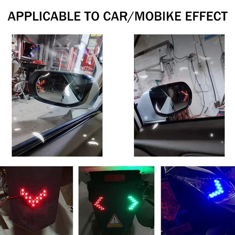 2PCS Car LED Arrow Panel Mirror Indicator Turn Signal Light Automobile Motorcycles Rearview Car LED Rearview Mirror Mirror Light