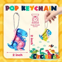 12/36Pcs Dinosaur Party Favors Pop Keychain Fidget Toys Bulk Stress Relief Sensory Toys Birthday Party Supplies for Kids 2