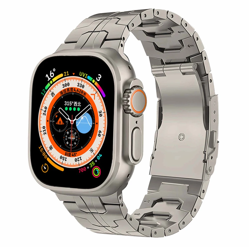 

Титановый ремешок для Apple Watch Ultra 49 мм 45 мм 44 мм 42 мм, деловой браслет для iWatch Series Ultra 8 7 6 SE 5 4 3, металлический браслет