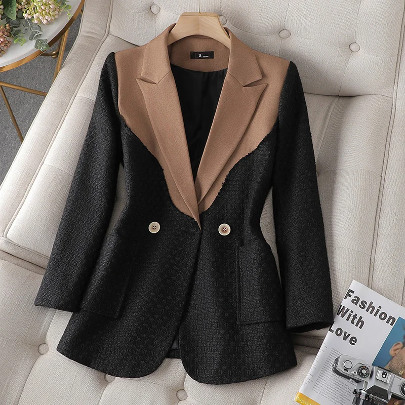 

Женский офисный пиджак свободного покроя, элегантный свободный пиджак с длинными рукавами в Корейском стиле для отдыха, пальто, топ на осень-зиму 2023