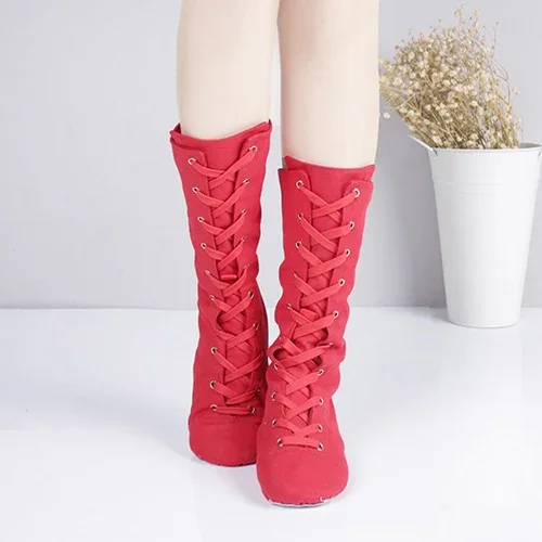 Dance Shoes Canvas Jazz Dance Boots For Dance Studios Lace-up High Boot Gym Yoga Fitness Karate Shoes Dancing Sneakers dance shoes