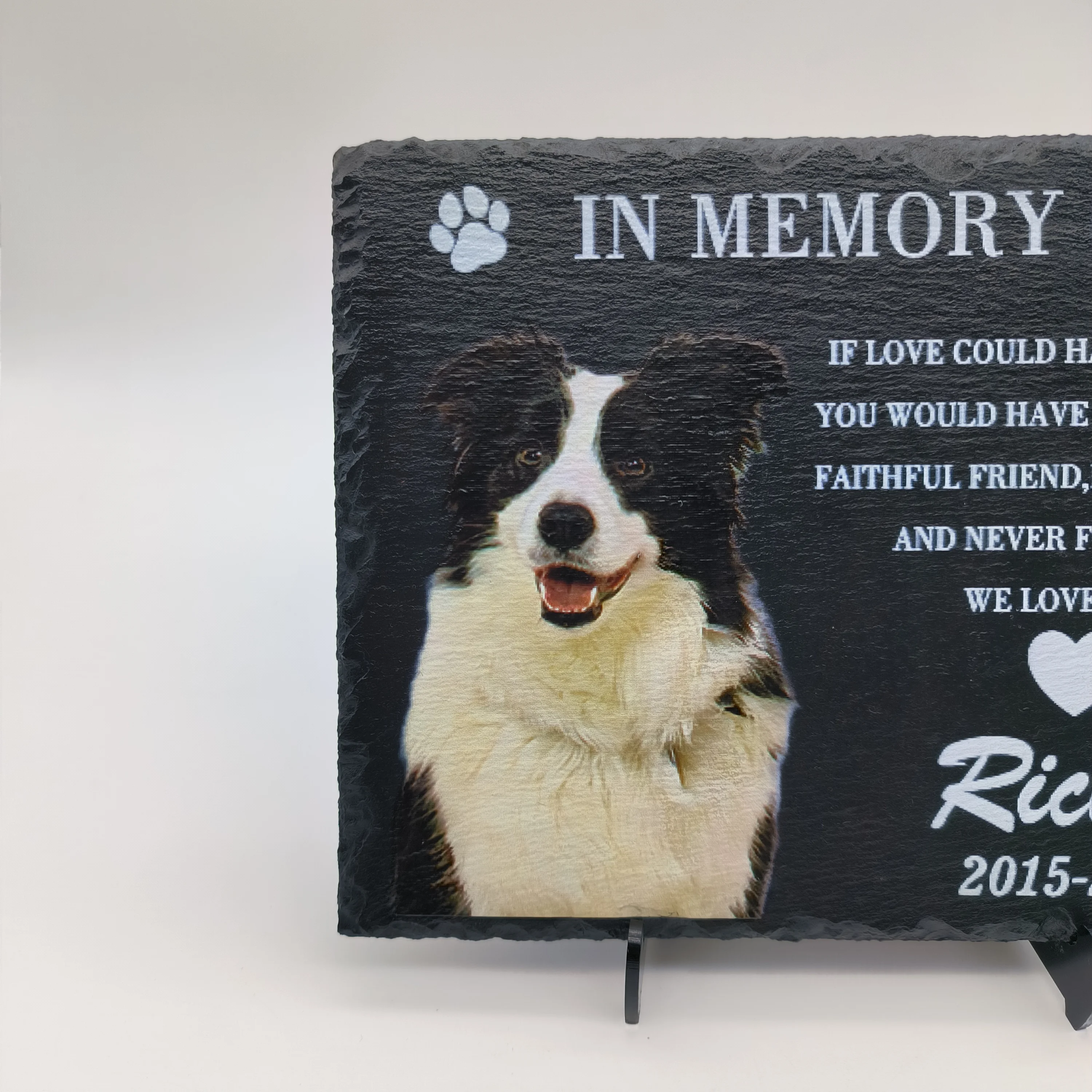 Personalized Handcrafted Rectangular Natural Slate Pet Memorial Plaque Engraved Keepsake For A Beloved Pet Durable