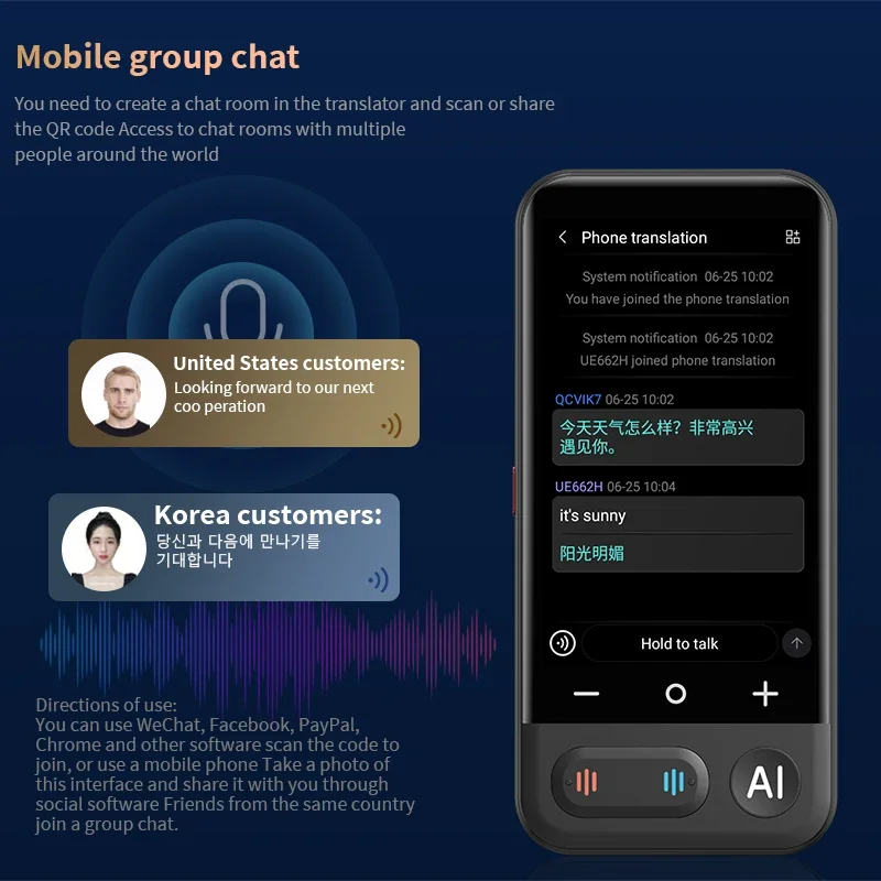 Voice translator language translator Smart AI Voice Assistant Accurate Translator Support Multi 139 Languages 3D Touch Screen Photo Offline Record Fast Translation