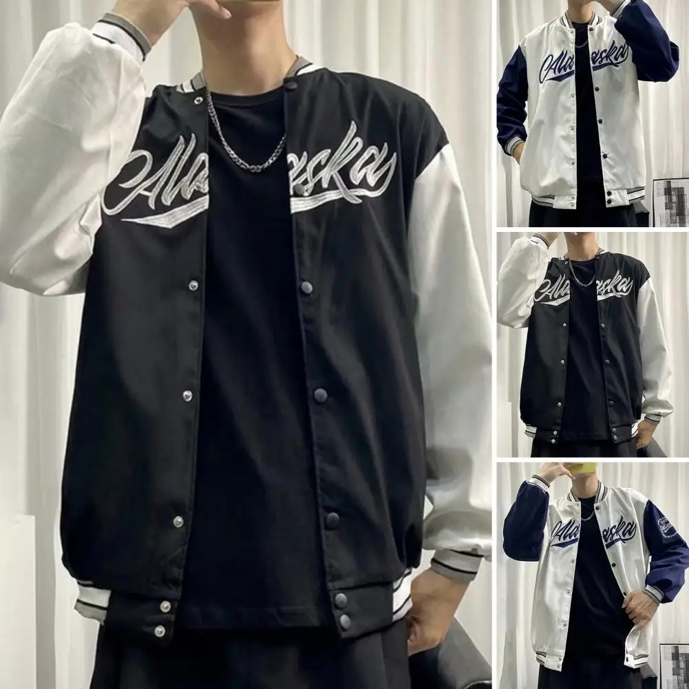 

Мужская осенне-зимняя куртка в полоску, однобортный Кардиган с воротником-стойкой и надписью, Молодежная уличная одежда