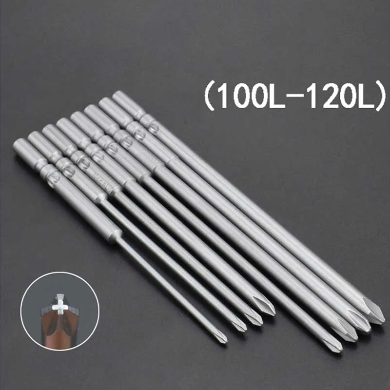 10pcs 100mm/120mm long Phillips screwdriver bit electric 801 5mm Round