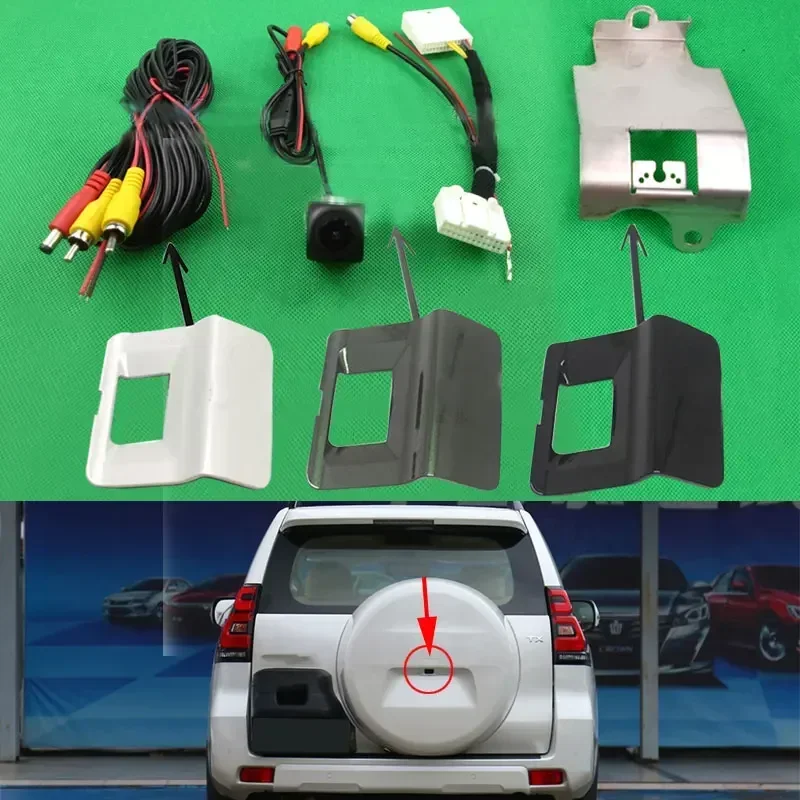 

Rear Trunk Tailgate Spare Tire Wheel LED Night Vision Camera Hole Cover Bracket For Toyota Land Cruiser Prado LC150 2010-2017