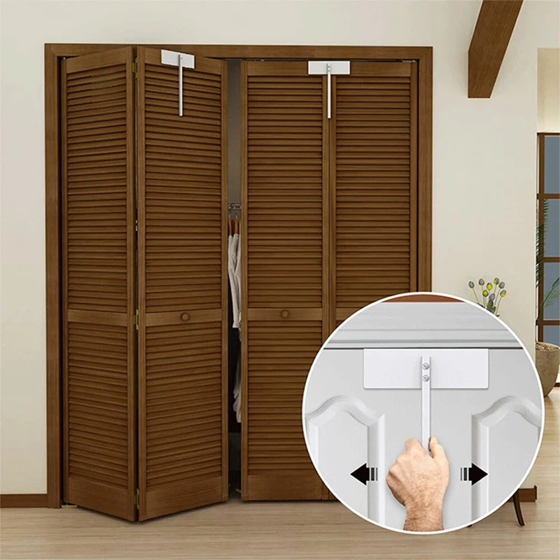 1Pcs Metal Bifold Door Lock-Double Door Child Safety Locks Keep Toddler, Cats&Dogs Out Of Closets, Cabinets Easy Install