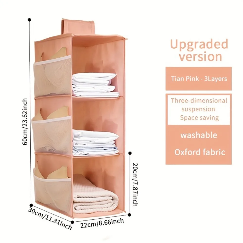 Hanging Storage Organizer Non-woven Washable Wardrobe Multi-layer Folding Hanging Bra Storage Bag Underwear Socks Clothes Storage Organizer Hanging Bag