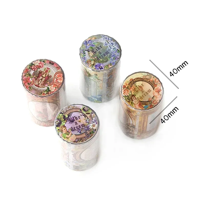 1 롤 테이프 거울 프레임 베이스 라벨 종이 재료, 레트로 접착제, 학용품 스크랩북 핸드북 테이프, 2M, 63.5mm