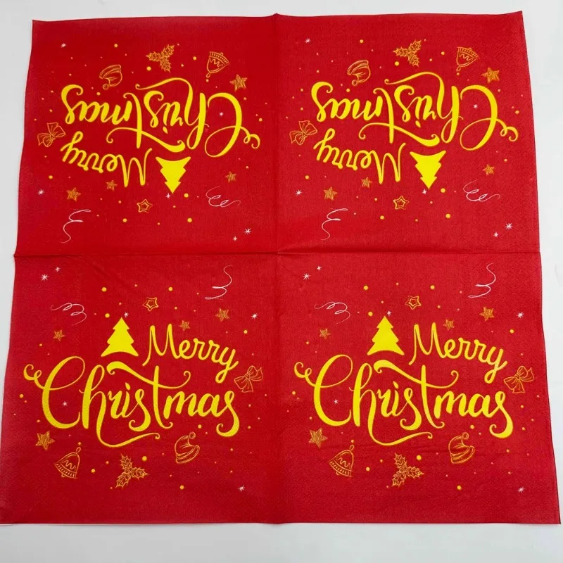 10/20 Stück 33 cm 2-lagiger goldener Buchstabe, rote Weihnachtsserviette, Einwegpapier, Tischset, Party-Dekoration, Ambiente-Papier – Detail 5