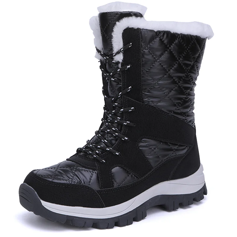 2022 Fashion Women Boots Snow Keep Warm Shoes Woman Waterproof Ladies Shoes Lace-Up Women's Boots Fur Botas Mujer Winter Boots