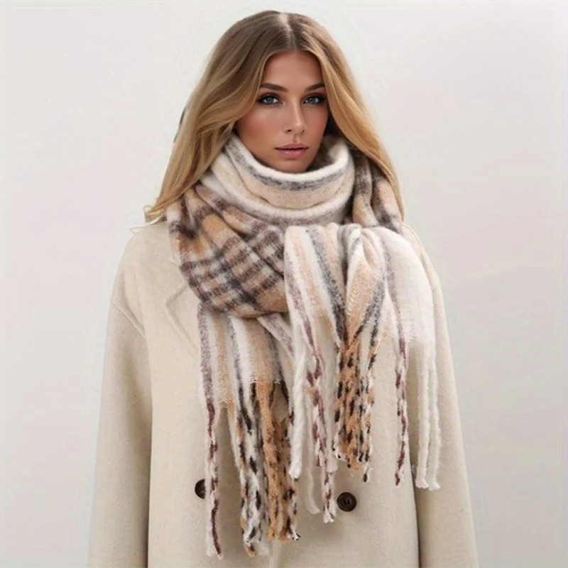 

New printing luxurious design warn fashionable elegant, and soft thick bearded scarf for autumn and winter women