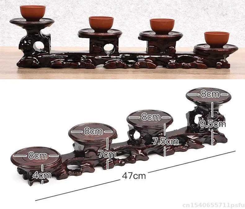 Hochwertiger Naturholz-Ständer mit mehreren Ebenen für Kaffee- und Teetassen, Dekoratives Regal, Ausstellungsständer für Buddha, Vase, Blumentopf, Bonsai-Pflanzen – Detail 4